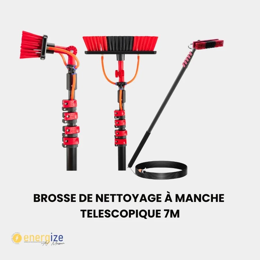 Brosse manuelle pour nettoyage des panneaux solaires 7 metres